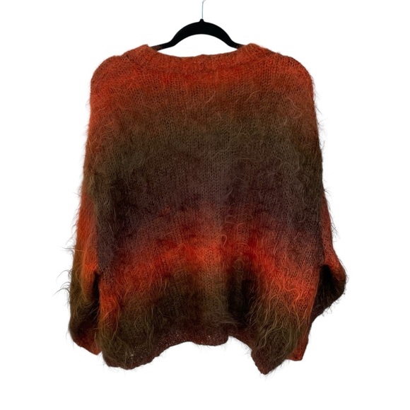HANDMADE Vibrant Mohair Women's Oversized Sweater Rust Brown Green XL / XXL - Picture 5 of 9